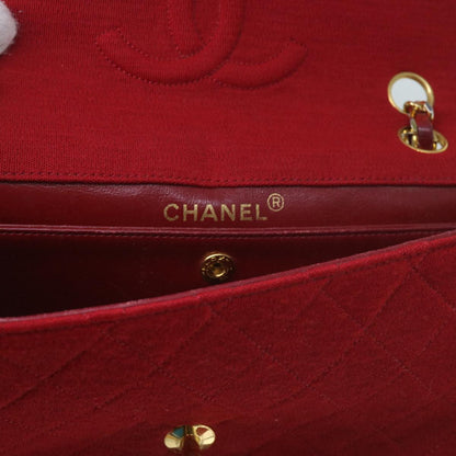 CHANEL Matelasse Chain Shoulder Bag Canvas Red CC 59869A