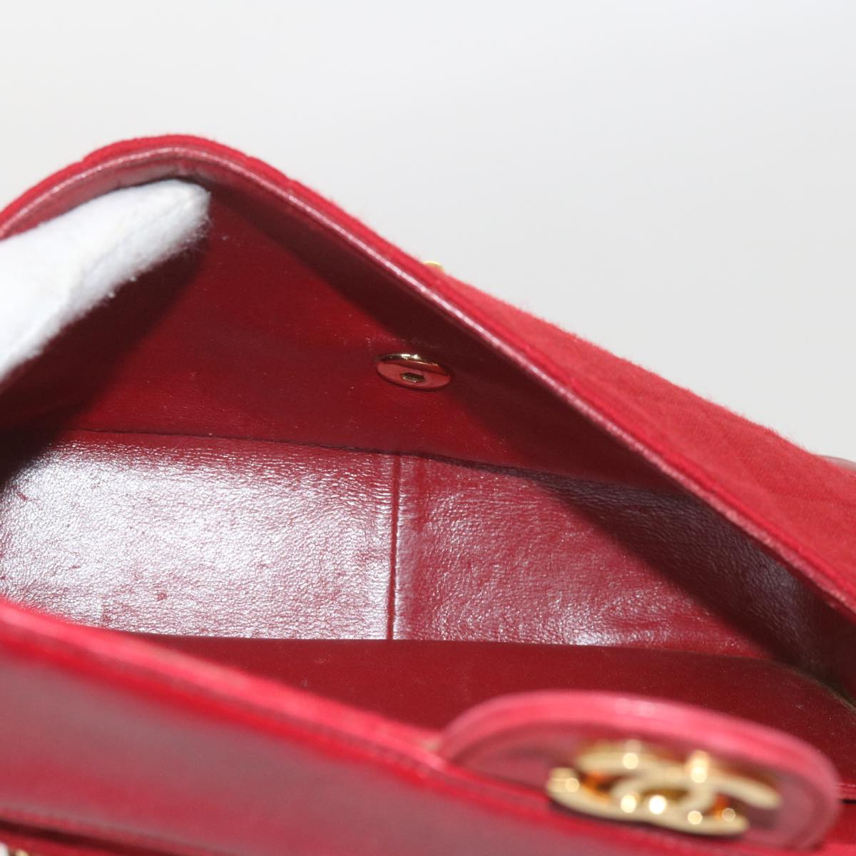 CHANEL Matelasse Chain Shoulder Bag Canvas Red CC 59869A