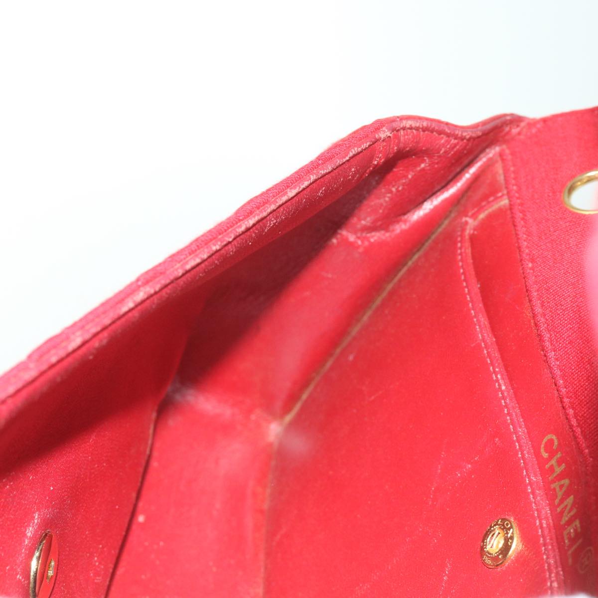 CHANEL Matelasse Chain Shoulder Bag Canvas Red CC 59869A