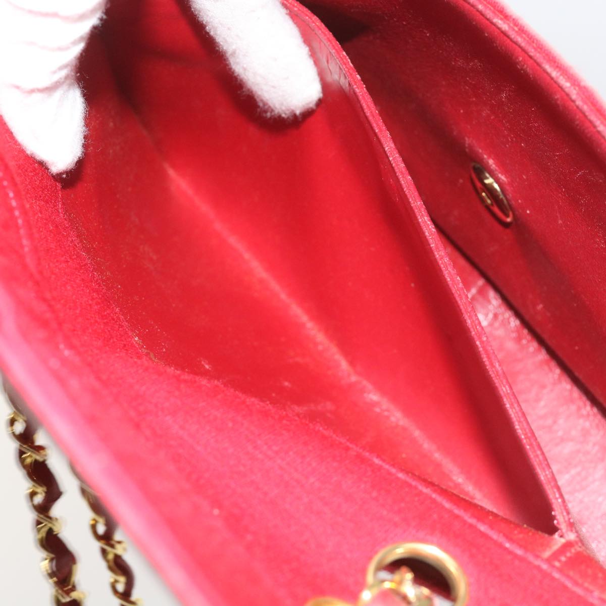 CHANEL Matelasse Chain Shoulder Bag Canvas Red CC 59869A
