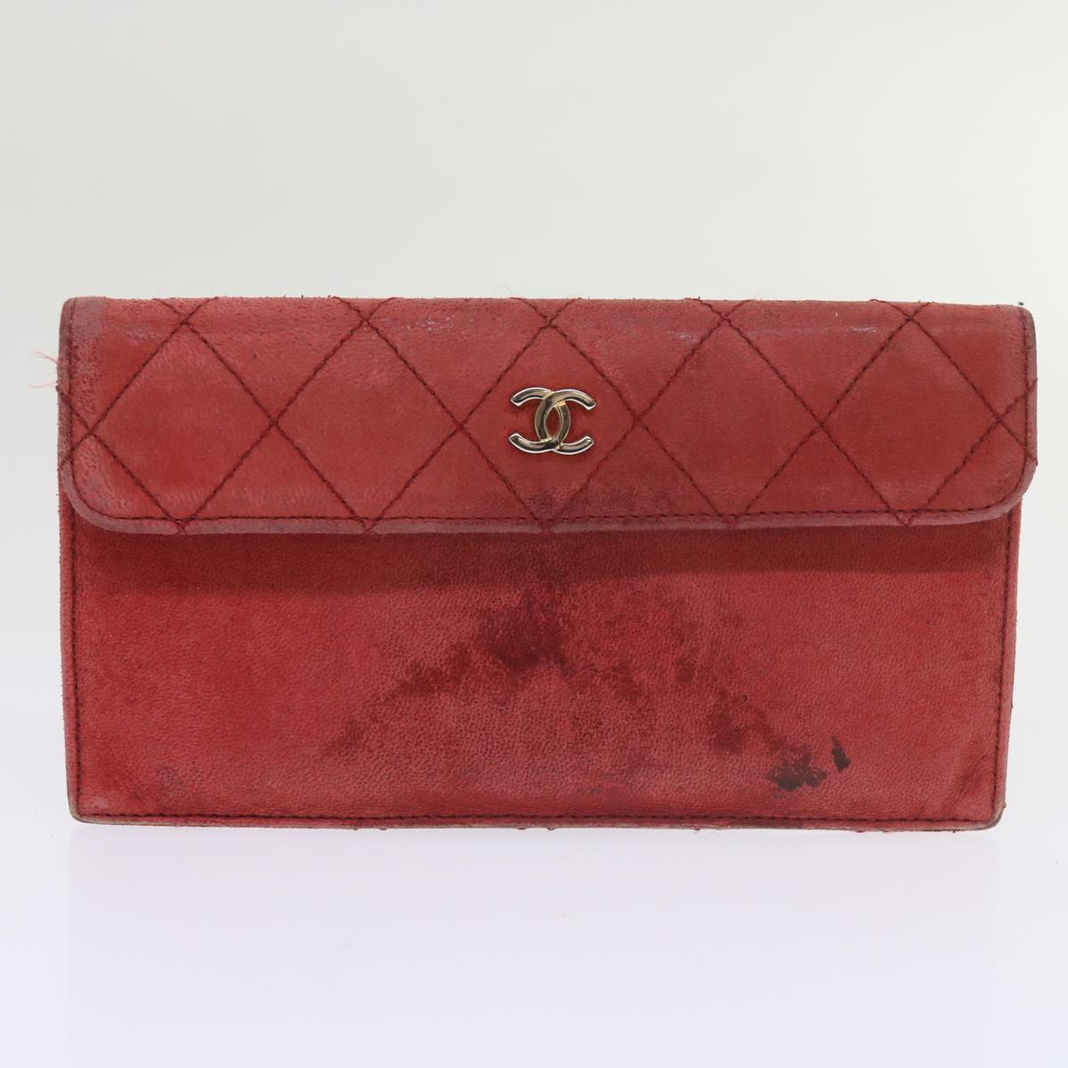 CHANEL Matelasse Chain Shoulder Bag Canvas Red CC 59869A