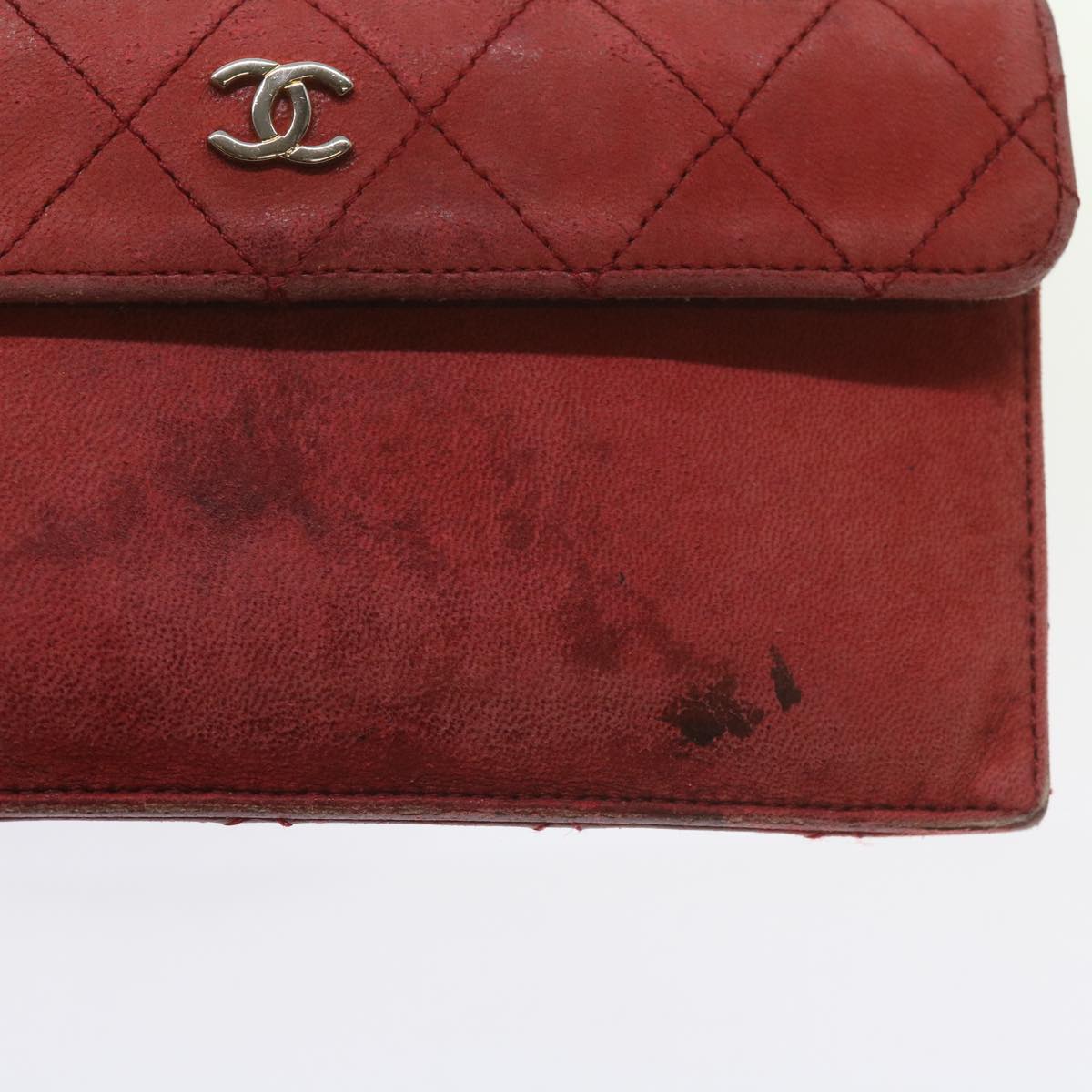 CHANEL Matelasse Chain Shoulder Bag Canvas Red CC 59869A
