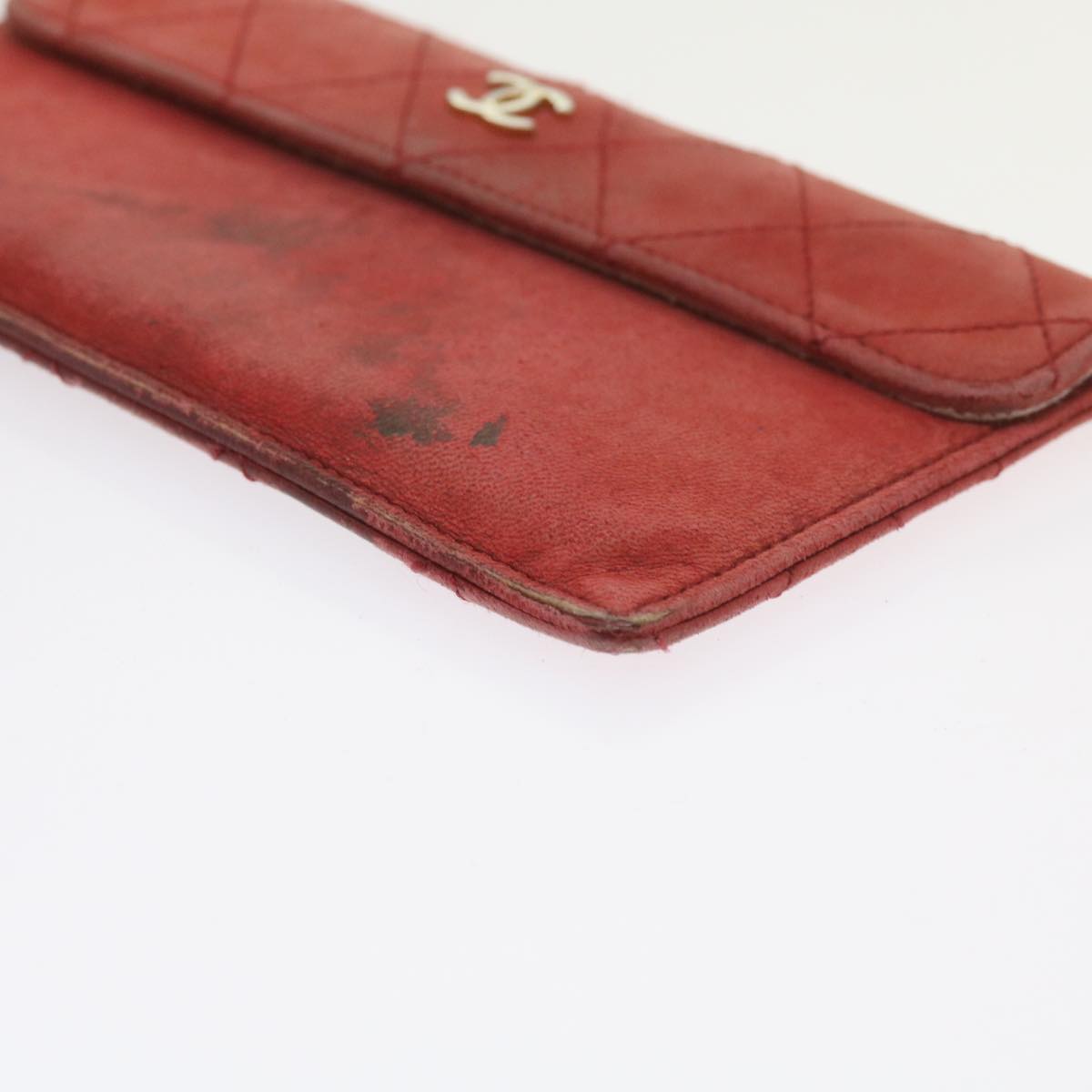 CHANEL Matelasse Chain Shoulder Bag Canvas Red CC 59869A