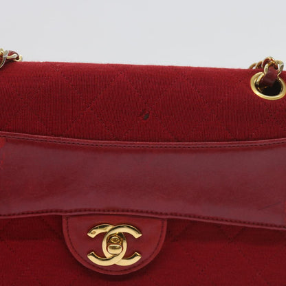 CHANEL Matelasse Chain Shoulder Bag Canvas Red CC 59869A