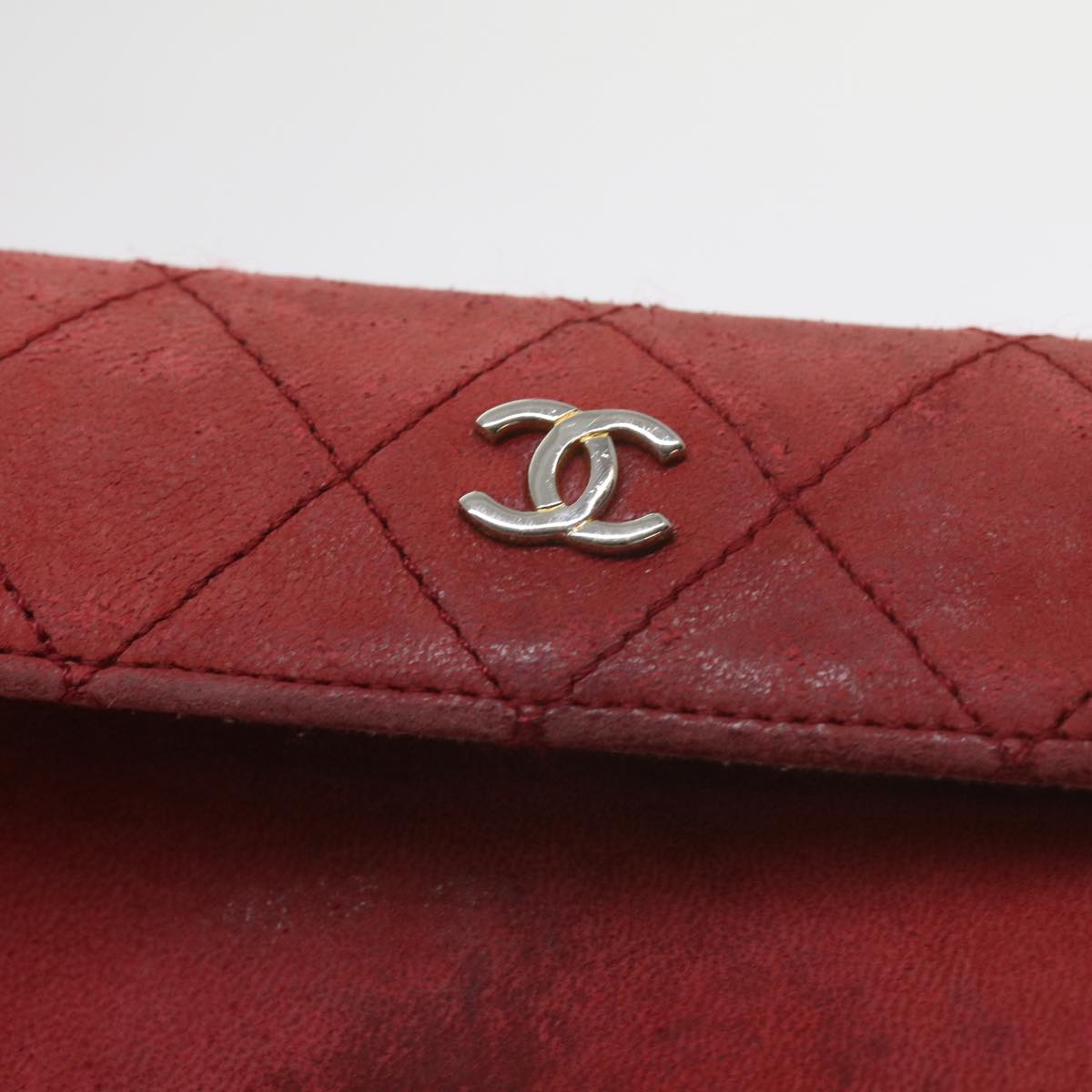 CHANEL Matelasse Chain Shoulder Bag Canvas Red CC 59869A