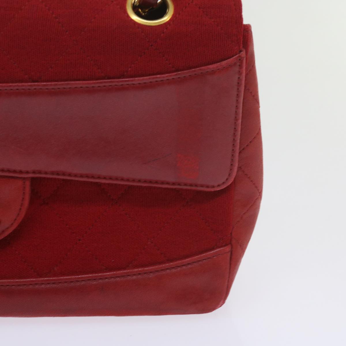CHANEL Matelasse Chain Shoulder Bag Canvas Red CC 59869A