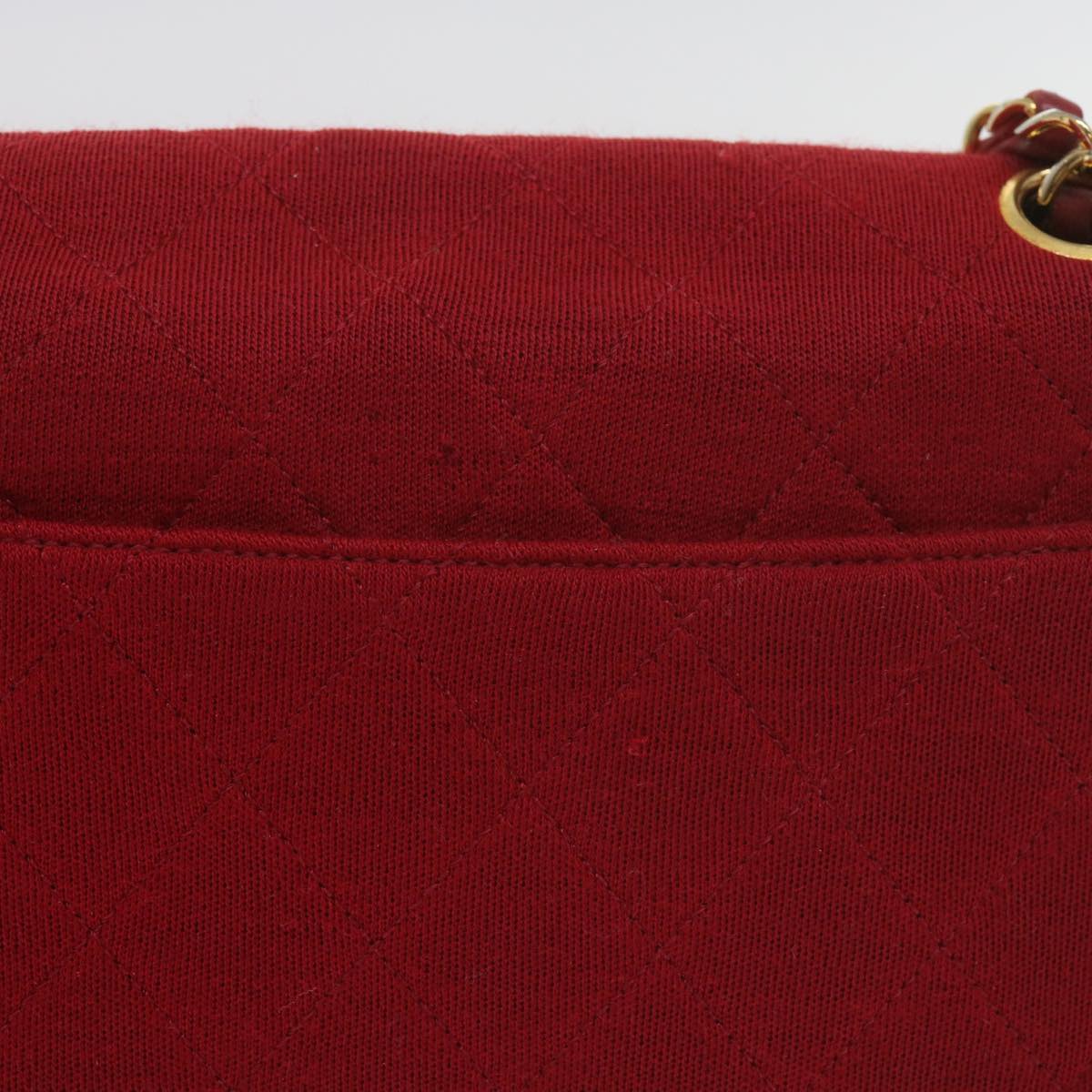 CHANEL Matelasse Chain Shoulder Bag Canvas Red CC 59869A