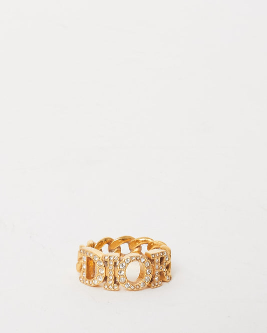 Dior Gold Logo Pav Chain Evolution Ring - S