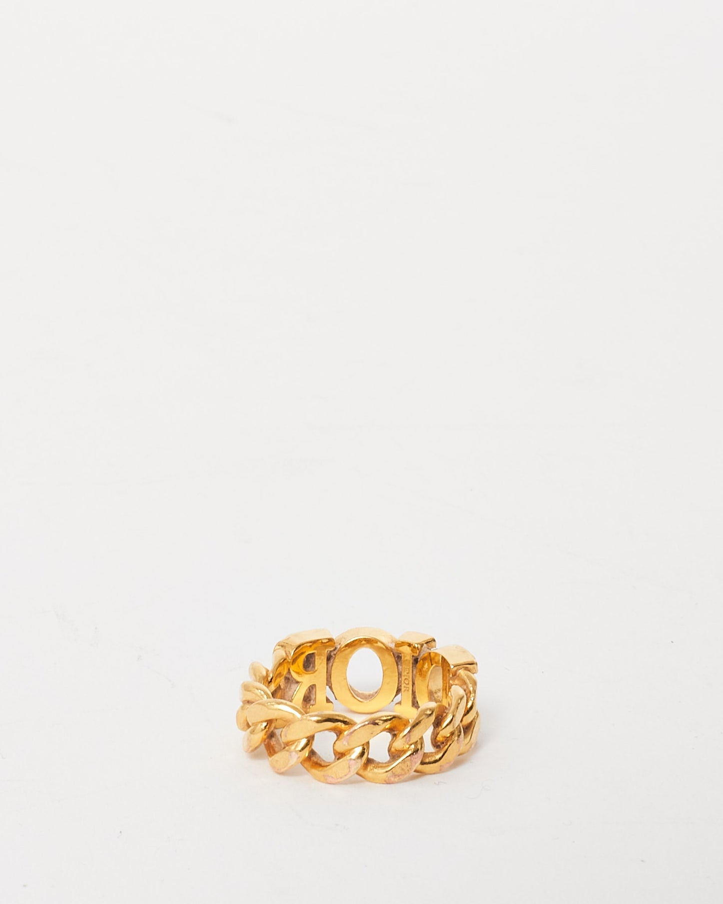 Dior Gold Logo Pav Chain Evolution Ring - S