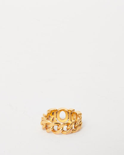 Dior Gold Logo Pav Chain Evolution Ring - S