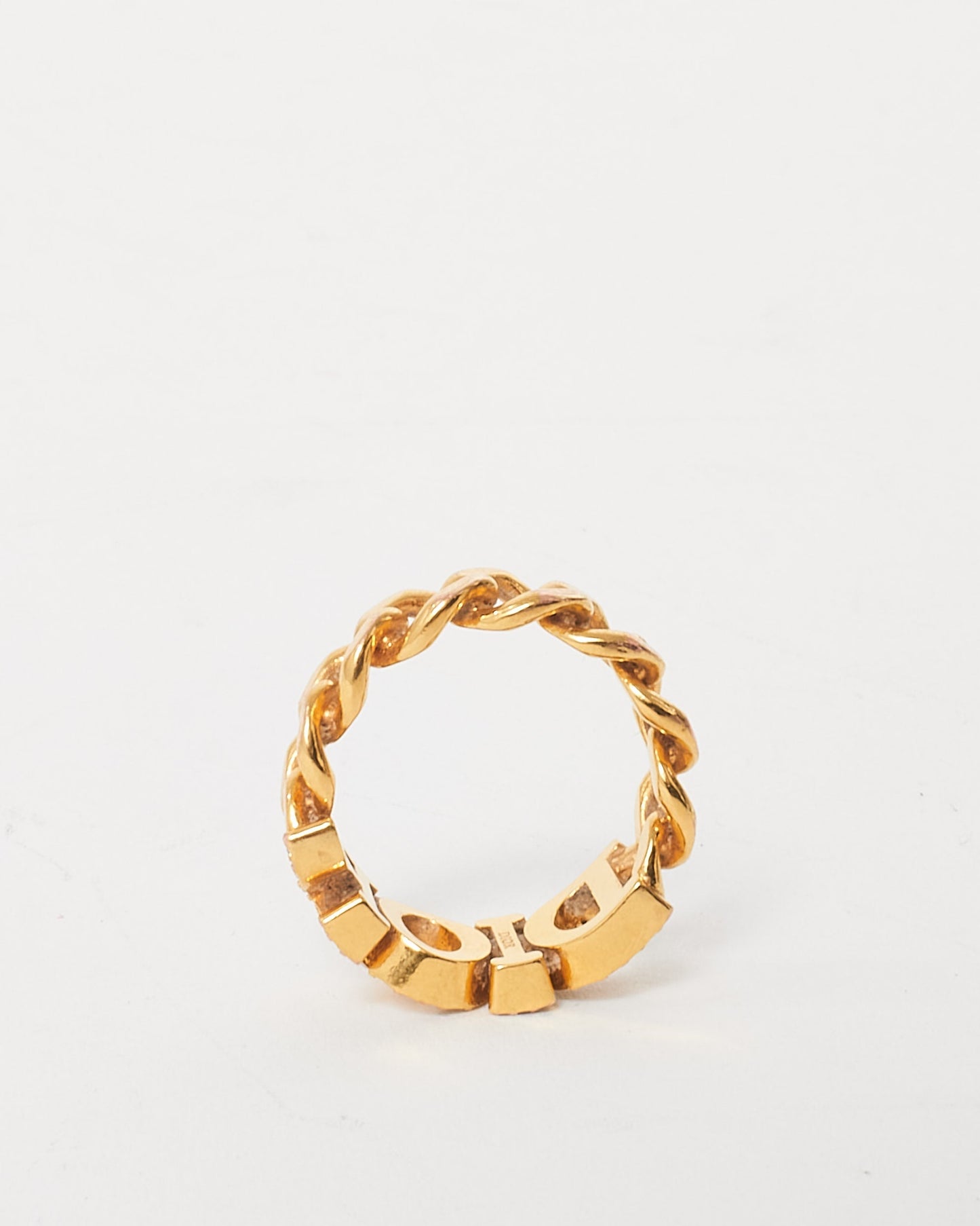 Dior Gold Logo Pav Chain Evolution Ring - S