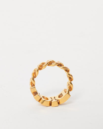 Dior Gold Logo Pav Chain Evolution Ring - S