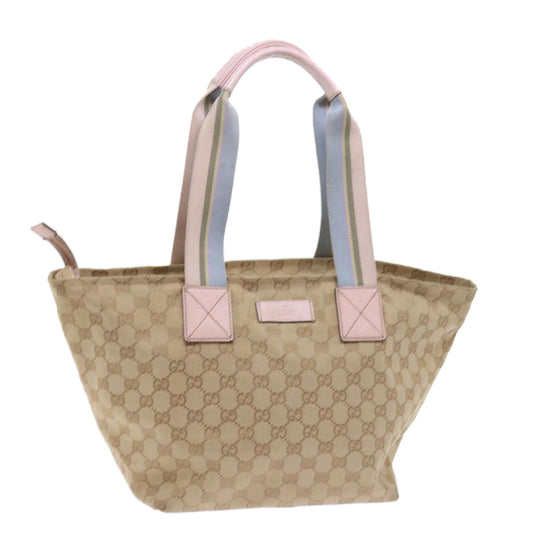 GUCCI GG Canvas Sherry Line Tote Bag Beige Light Blue Green 131230  59964