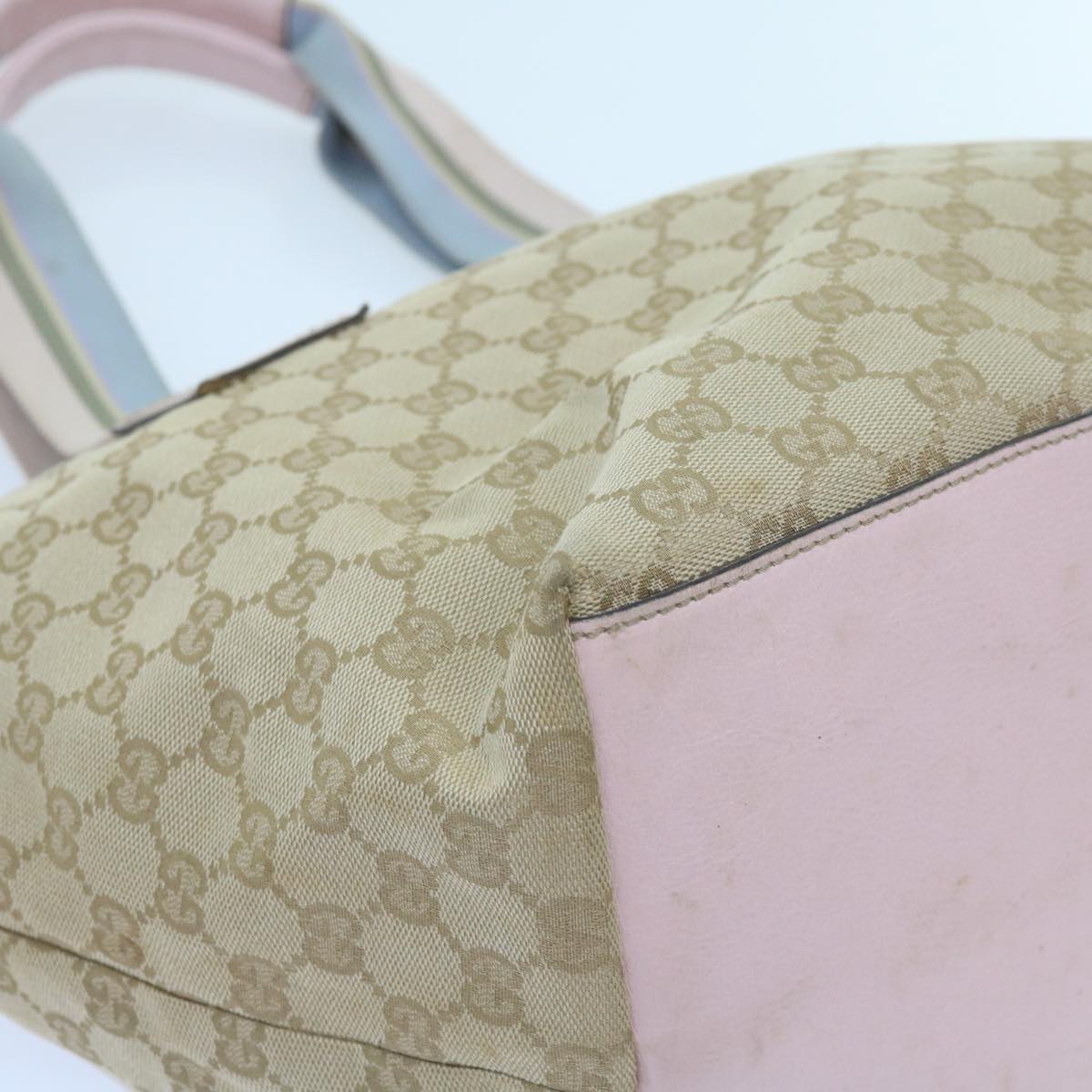 GUCCI GG Canvas Sherry Line Tote Bag Beige Light Blue Green 131230  59964