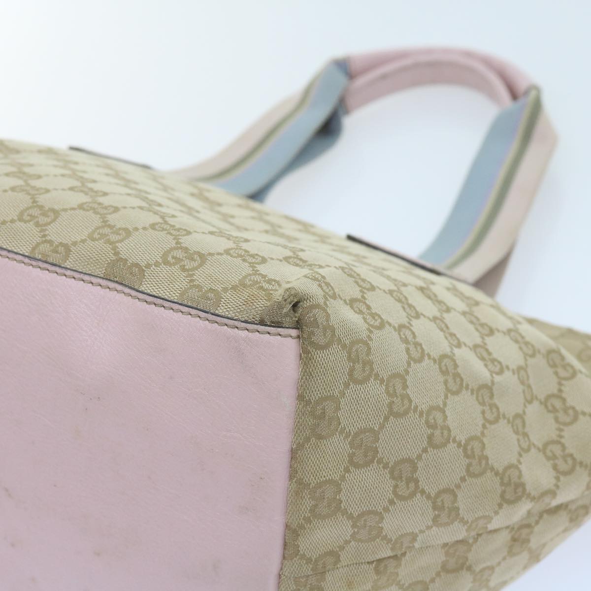 GUCCI GG Canvas Sherry Line Tote Bag Beige Light Blue Green 131230  59964