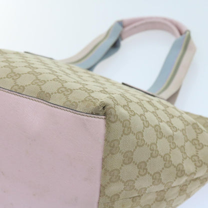 GUCCI GG Canvas Sherry Line Tote Bag Beige Light Blue Green 131230  59964