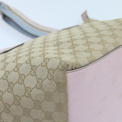 GUCCI GG Canvas Sherry Line Tote Bag Beige Light Blue Green 131230  59964