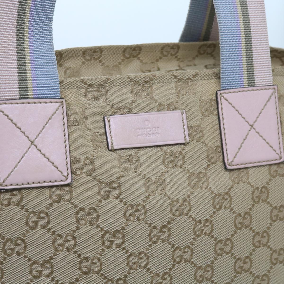 GUCCI GG Canvas Sherry Line Tote Bag Beige Light Blue Green 131230  59964