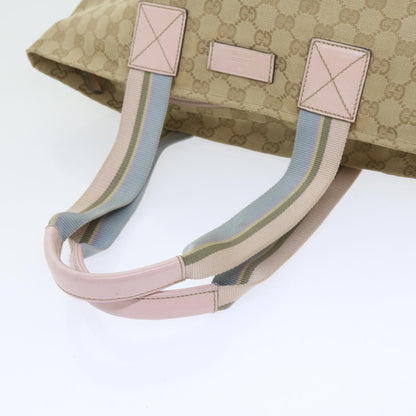 GUCCI GG Canvas Sherry Line Tote Bag Beige Light Blue Green 131230  59964