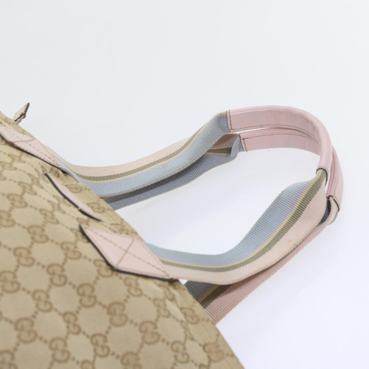 GUCCI GG Canvas Sherry Line Tote Bag Beige Light Blue Green 131230  59964