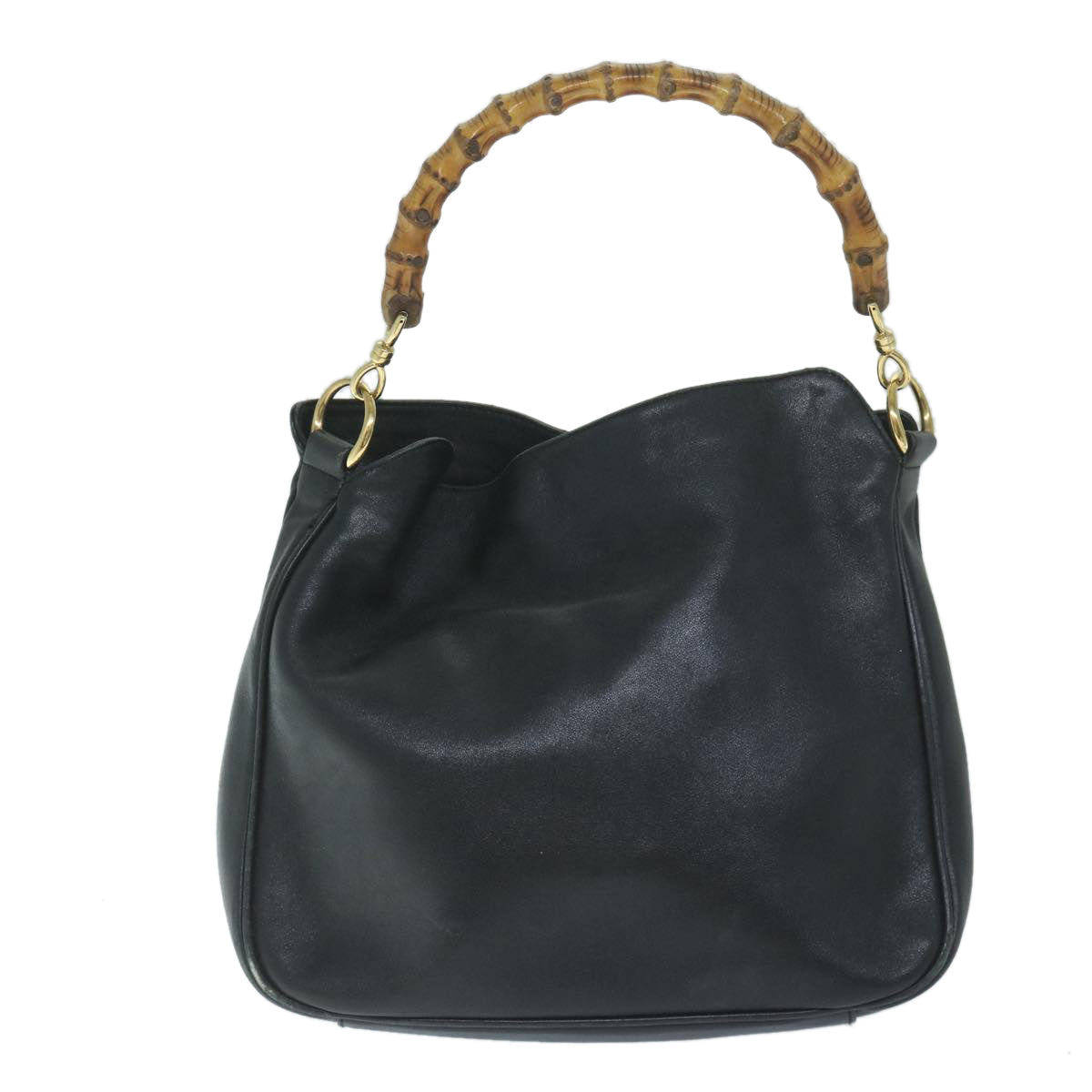 GUCCI Bamboo Shoulder Bag Leather Black 001 1705 1638  59973