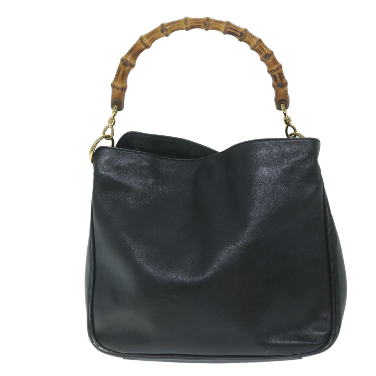 GUCCI Bamboo Shoulder Bag Leather Black 001 1705 1638  59973