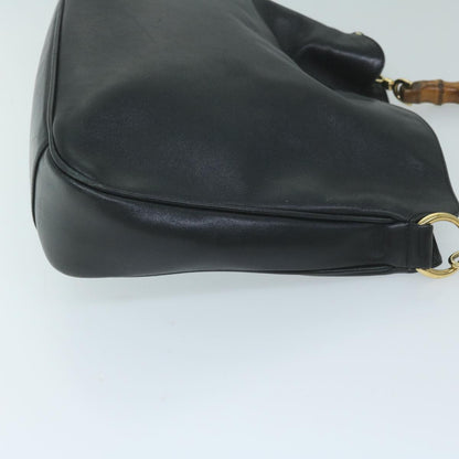 GUCCI Bamboo Shoulder Bag Leather Black 001 1705 1638  59973