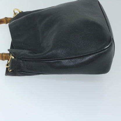 GUCCI Bamboo Shoulder Bag Leather Black 001 1705 1638  59973
