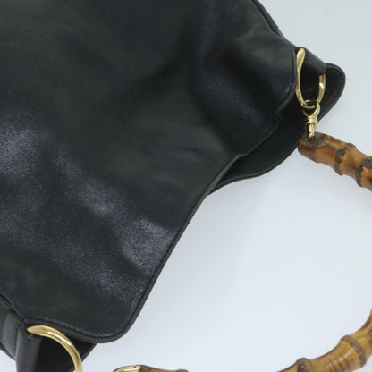 GUCCI Bamboo Shoulder Bag Leather Black 001 1705 1638  59973