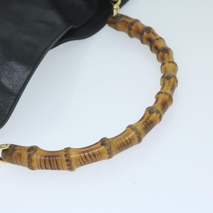 GUCCI Bamboo Shoulder Bag Leather Black 001 1705 1638  59973