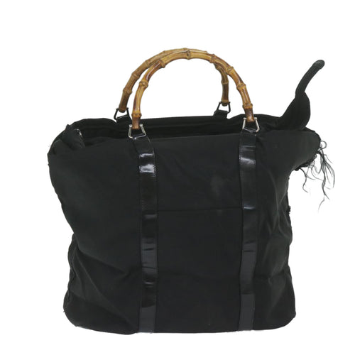GUCCI Bamboo Tote Bag Nylon Black 002 2058 0412 5  59979