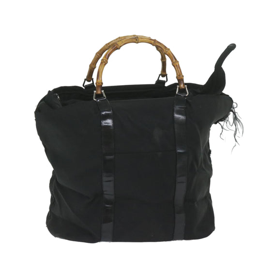 GUCCI Bamboo Tote Bag Nylon Black 002 2058 0412 5  59979