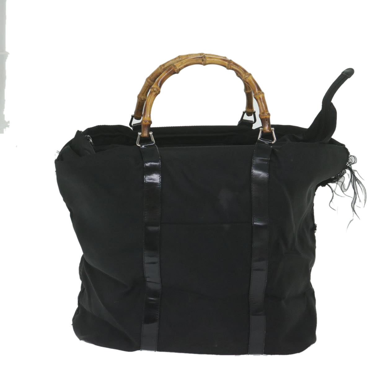 GUCCI Bamboo Tote Bag Nylon Black 002 2058 0412 5  59979