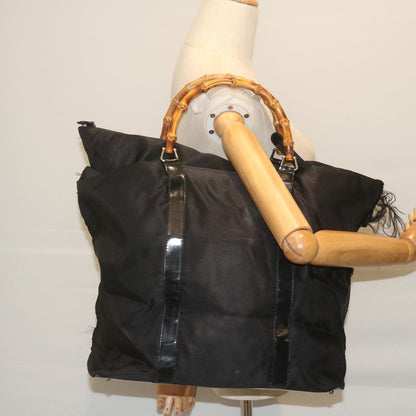 GUCCI Bamboo Tote Bag Nylon Black 002 2058 0412 5  59979