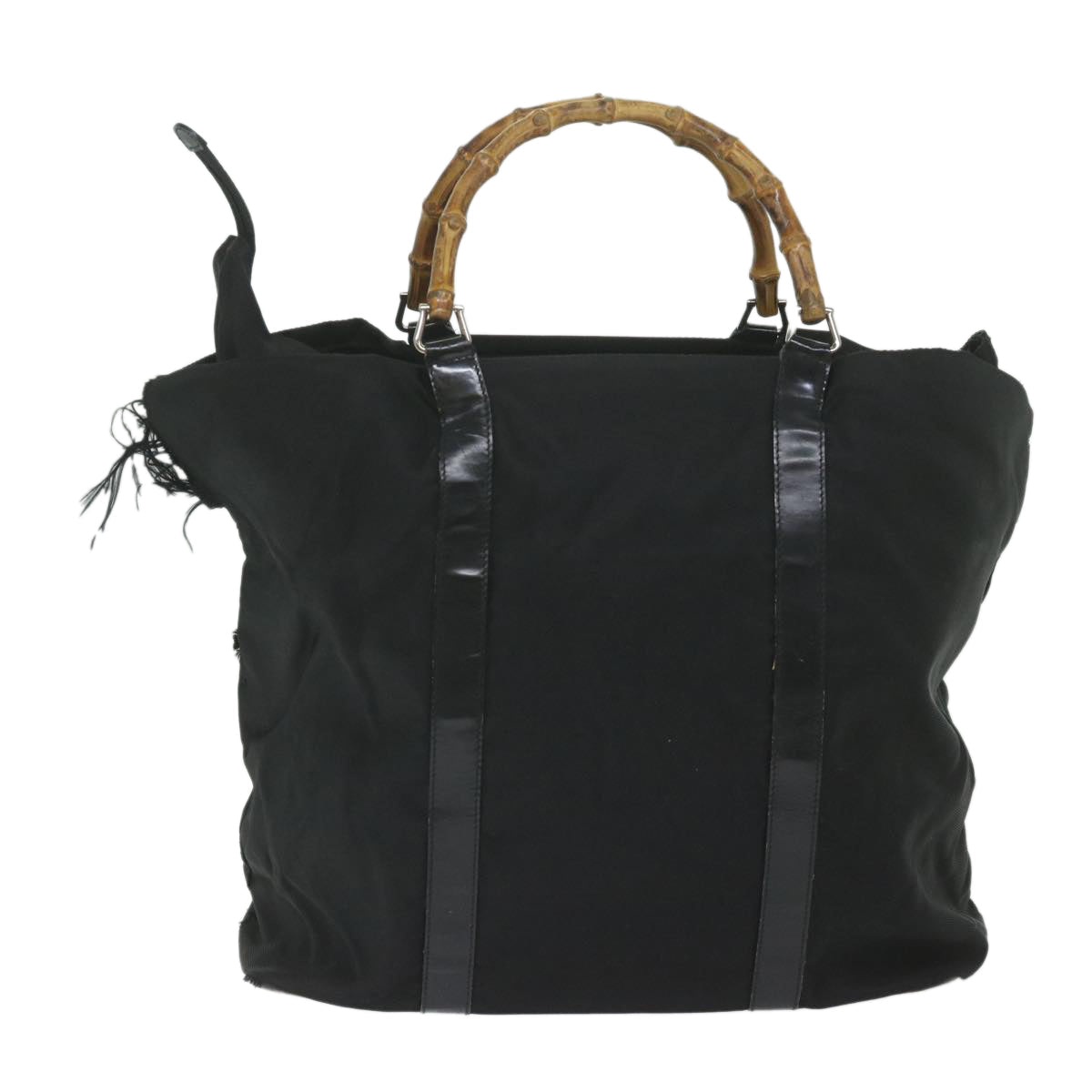 GUCCI Bamboo Tote Bag Nylon Black 002 2058 0412 5  59979