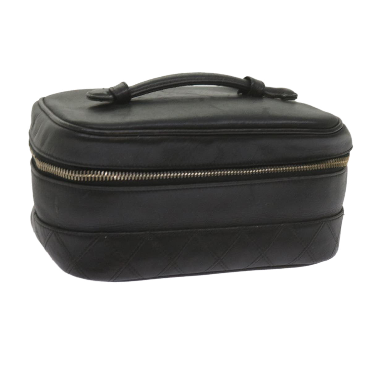 CHANEL Vanity Cosmetic Pouch Leather Black CC 59984