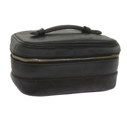 CHANEL Vanity Cosmetic Pouch Leather Black CC 59984