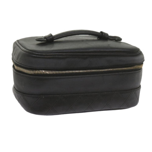 CHANEL Vanity Cosmetic Pouch Leather Black CC 59984