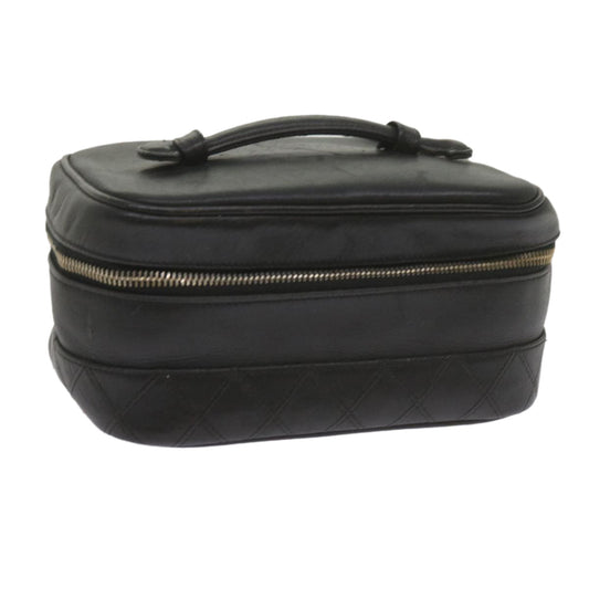 CHANEL Vanity Cosmetic Pouch Leather Black CC 59984