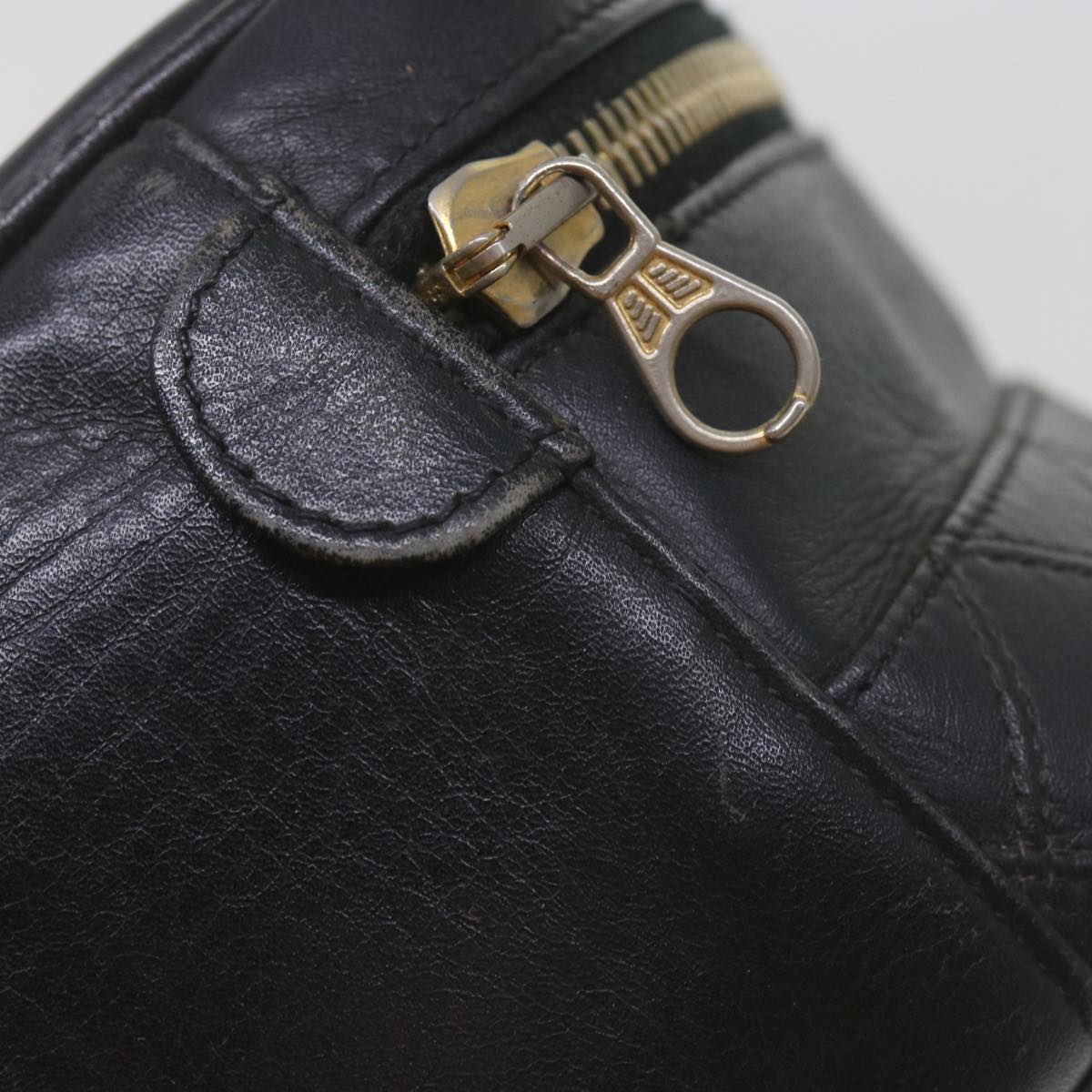 CHANEL Vanity Cosmetic Pouch Leather Black CC 59984