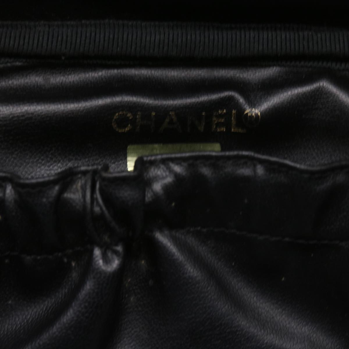 CHANEL Vanity Cosmetic Pouch Leather Black CC 59984