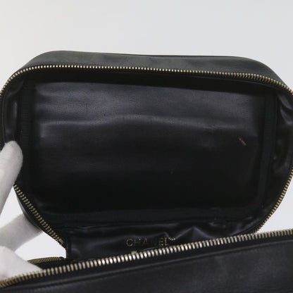 CHANEL Vanity Cosmetic Pouch Leather Black CC 59984