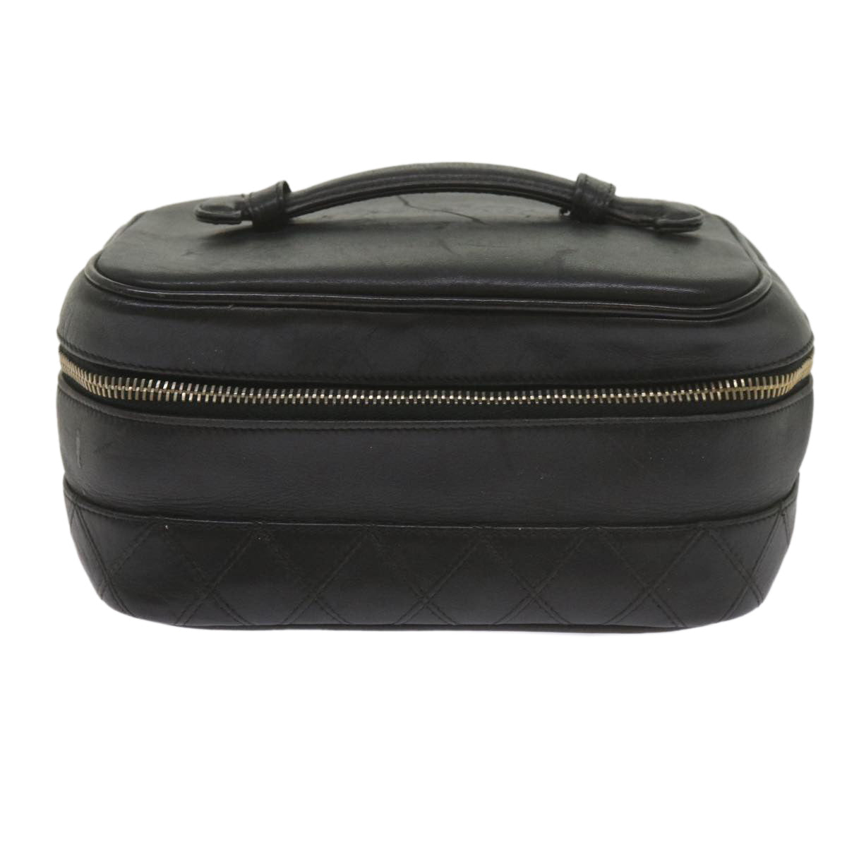 CHANEL Vanity Cosmetic Pouch Leather Black CC 59984