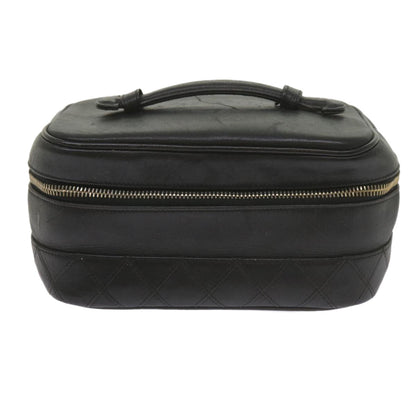 CHANEL Vanity Cosmetic Pouch Leather Black CC 59984