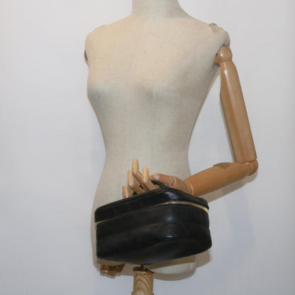 CHANEL Vanity Cosmetic Pouch Leather Black CC 59984