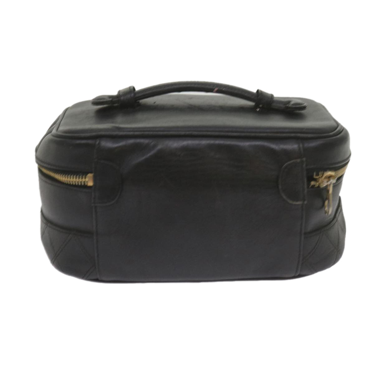 CHANEL Vanity Cosmetic Pouch Leather Black CC 59984
