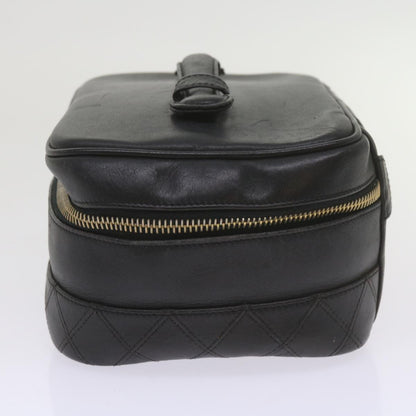 CHANEL Vanity Cosmetic Pouch Leather Black CC 59984