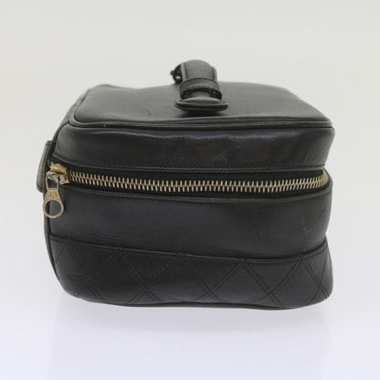 CHANEL Vanity Cosmetic Pouch Leather Black CC 59984