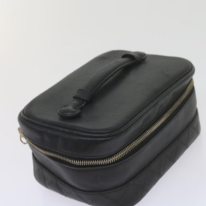 CHANEL Vanity Cosmetic Pouch Leather Black CC 59984