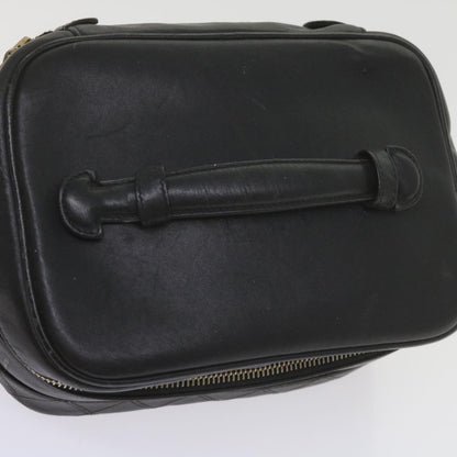 CHANEL Vanity Cosmetic Pouch Leather Black CC 59984